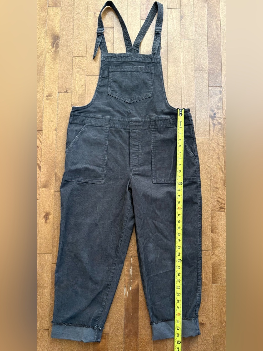 Aerie Corduroy Stretch Overalls Charcoal Grey – Women's Size Large - Picture 5 of 9